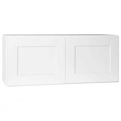 Hampton Bay Shaker Assembled 36x12x24 in. Above Refrigerator Deep Wall Bridge Kitchen Cabinet in Satin White