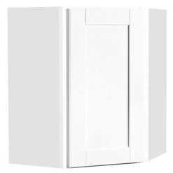 Hampton Bay Shaker Satin White Stock Assembled Diagonal Corner Wall Kitchen Cabinet (24 in. x 30 in. x 12 in.)