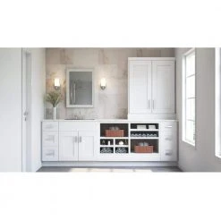 Hampton Bay Shaker Satin White Stock Assembled Diagonal Corner Wall Kitchen Cabinet (24 in. x 30 in. x 12 in.) 27 Hampton Bay Shaker Satin White Stock Assembled Diagonal Corner Wall Kitchen Cabinet (24 in. x 30 in. x 12 in.) -Hampton Bay Shop satin white hampton bay assembled kitchen cabinets kwd2430 ssw d4 1000