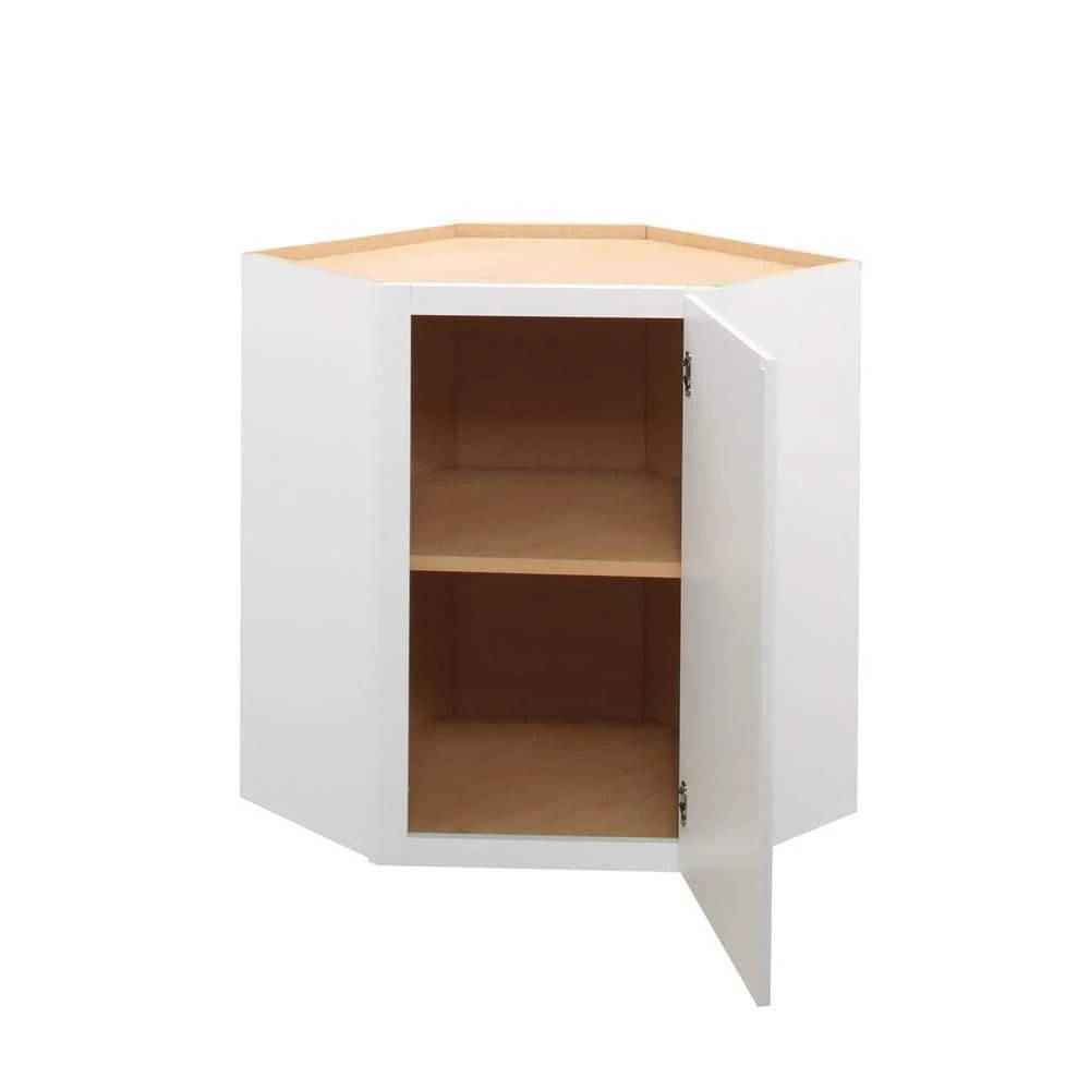 Hampton Bay Hampton Satin White Raised Panel Stock Assembled Diagonal Corner Wall Kitchen Cabinet (24 in. x 30 in. x 12 in.) 6 Hampton Bay Hampton Satin White Raised Panel Stock Assembled Diagonal Corner Wall Kitchen Cabinet (24 in. x 30 in. x 12 in.) - Image 6