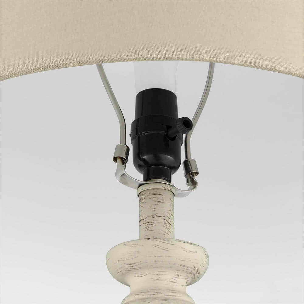 Hampton Bay Witherby 61 in. Shabby White Floor Lamp with Gray Lamp Shade 5 Hampton Bay Witherby 61 in. Shabby White Floor Lamp with Gray Lamp Shade - Image 5