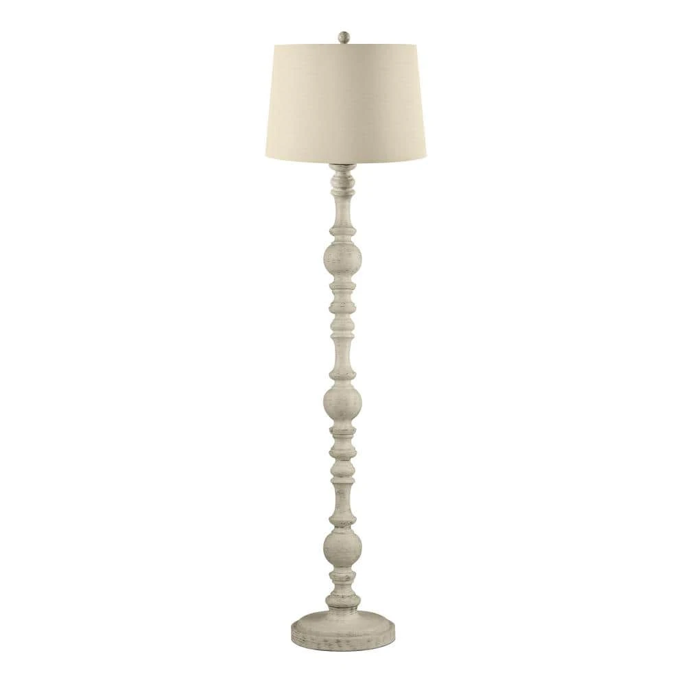 Hampton Bay Witherby 61 in. Shabby White Floor Lamp with Gray Lamp Shade 1 Hampton Bay Witherby 61 in. Shabby White Floor Lamp with Gray Lamp Shade