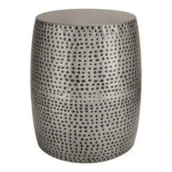 Hampton Bay 20 in. Antique Metal Hammered Garden Drum Stool