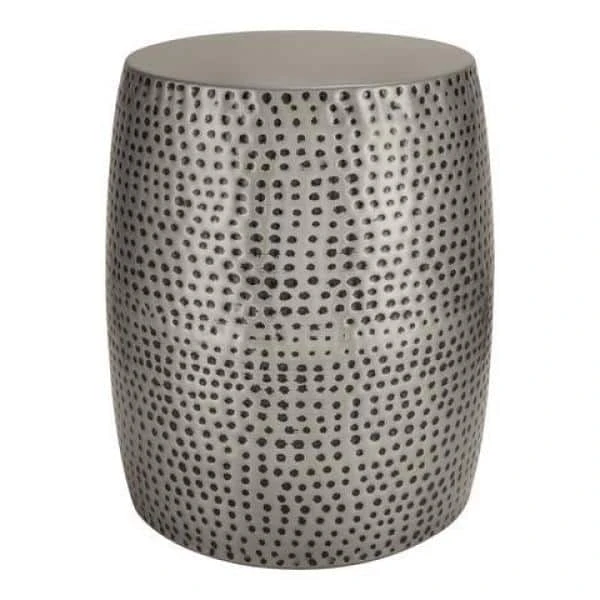 Hampton Bay 20 in. Antique Metal Hammered Garden Drum Stool 1 Hampton Bay 20 in. Antique Metal Hammered Garden Drum Stool