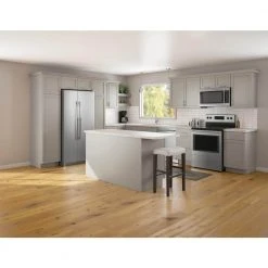 Hampton Bay Courtland Sterling Gray Finish Laminate Shaker Stock Assembled Waste Bin Base Kitchen Cabinet 18 in. x 34.5 in. x 24 in. -Hampton Bay Shop sterling gray hampton bay assembled kitchen cabinets bw18 csg 31 1000