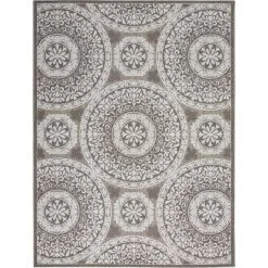 Hampton Bay Calobra Taupe 5 ft. x 7 ft. Geometric Modern Indoor/Outdoor Area Rug