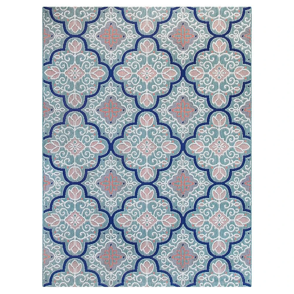 Hampton Bay Star Moroccan Teal/Coral 9 ft. x 12 ft. Floral Indoor/Outdoor Area Rug 1 Hampton Bay Star Moroccan Teal/Coral 9 ft. x 12 ft. Floral Indoor/Outdoor Area Rug