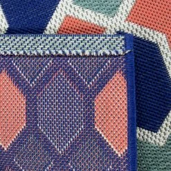 Hampton Bay Star Links Teal/Coral 5 ft. 3 in. x 7 ft. Geometric Indoor/Outdoor Area Rug -Hampton Bay Shop teal coral hampton bay outdoor rugs 3004188 1d 1000