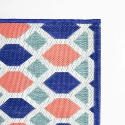 Hampton Bay Star Links Teal/Coral 5 ft. 3 in. x 7 ft. Geometric Indoor/Outdoor Area Rug -Hampton Bay Shop teal coral hampton bay outdoor rugs 3004188 a0 1000