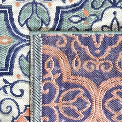 Hampton Bay Star Moroccan Teal/White 8 ft. x 10 ft. Floral Indoor/Outdoor Area Rug -Hampton Bay Shop teal white hampton bay outdoor rugs 3004083 1d 1000