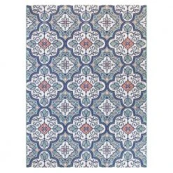 Hampton Bay Star Moroccan Teal/White 8 ft. x 10 ft. Floral Indoor/Outdoor Area Rug