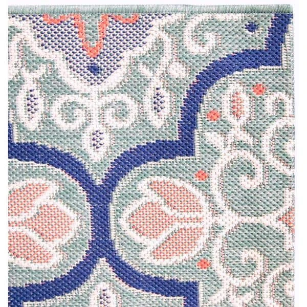 Hampton Bay Star Moroccan 8 ft. x 10 ft. Teal/White Indoor/Outdoor Area Rug 5 Hampton Bay Star Moroccan 8 ft. x 10 ft. Teal/White Indoor/Outdoor Area Rug - Image 5