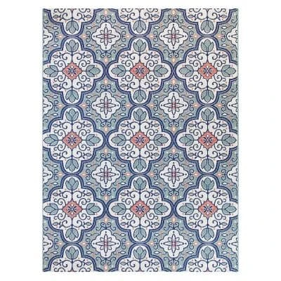 Hampton Bay Star Moroccan 8 ft. x 10 ft. Teal/White Indoor/Outdoor Area Rug 1 Hampton Bay Star Moroccan 8 ft. x 10 ft. Teal/White Indoor/Outdoor Area Rug