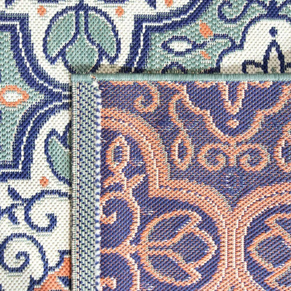 Hampton Bay Star Moroccan 8 ft. x 10 ft. Teal/White Indoor/Outdoor Area Rug 6 Hampton Bay Star Moroccan 8 ft. x 10 ft. Teal/White Indoor/Outdoor Area Rug - Image 6