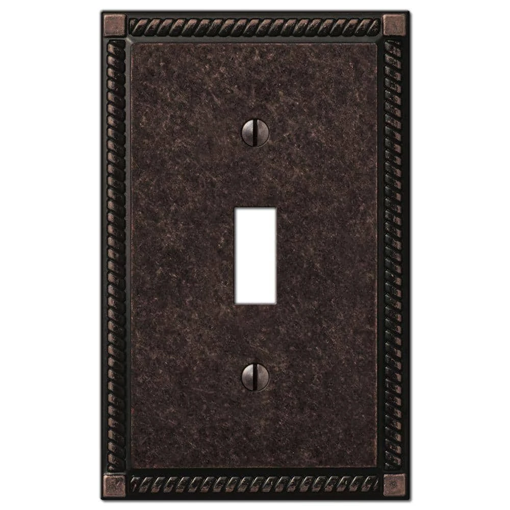 Hampton Bay Georgian 1 Gang Toggle Metal Wall Plate - Tumbled Aged Bronze 1 Hampton Bay Georgian 1 Gang Toggle Metal Wall Plate - Tumbled Aged Bronze
