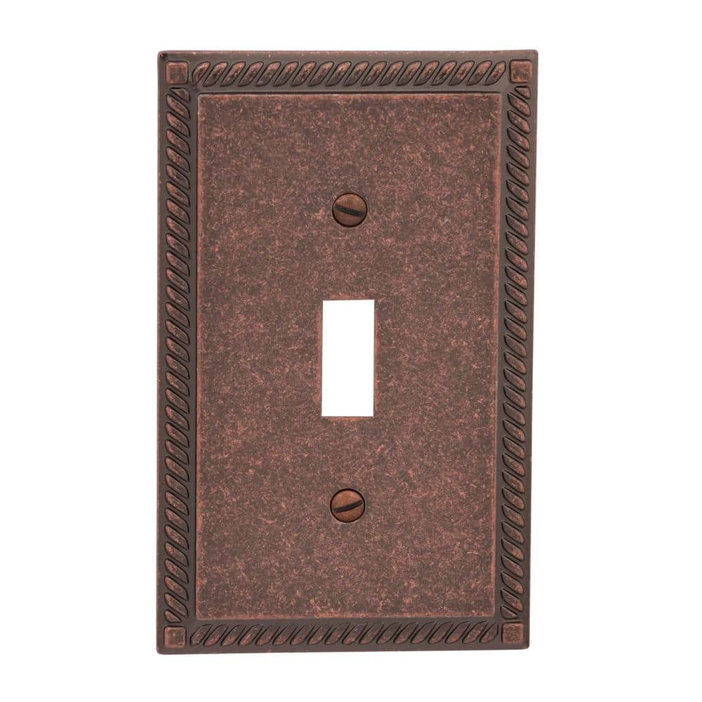 Hampton Bay Georgian 1 Gang Toggle Metal Wall Plate - Tumbled Aged Bronze 2 Hampton Bay Georgian 1 Gang Toggle Metal Wall Plate - Tumbled Aged Bronze - Image 2