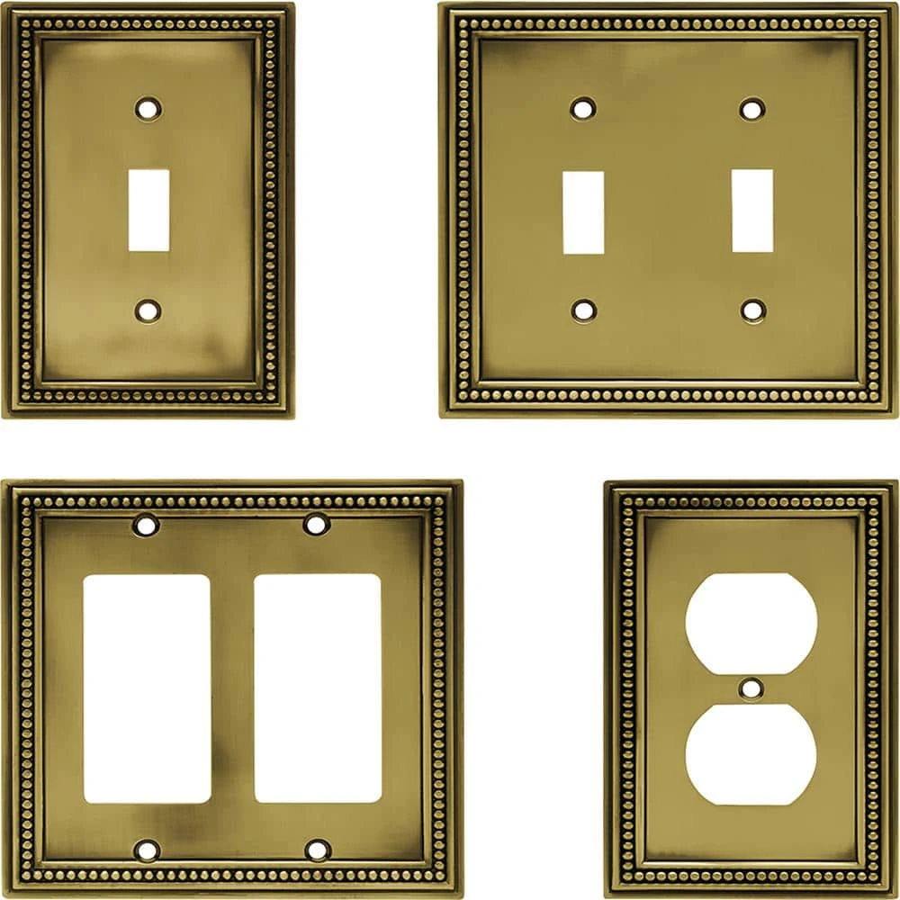 Hampton Bay Beaded Decorative Single Duplex Outlet Cover, Tumbled Antique Brass 4 Hampton Bay Beaded Decorative Single Duplex Outlet Cover, Tumbled Antique Brass - Image 4
