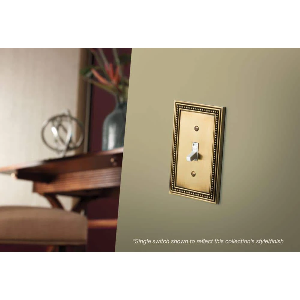Hampton Bay Beaded Decorative Single Duplex Outlet Cover, Tumbled Antique Brass 2 Hampton Bay Beaded Decorative Single Duplex Outlet Cover, Tumbled Antique Brass - Image 2
