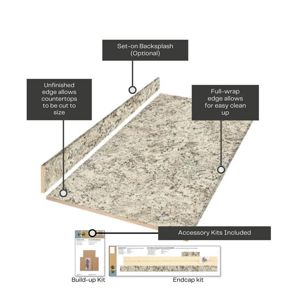 Hampton Bay Wilsonart 8 ft. Laminate Countertop Kit Included in Textured Typhoon Ice Quarry with Eased Edge 6 Hampton Bay Wilsonart 8 ft. Laminate Countertop Kit Included in Textured Typhoon Ice Quarry with Eased Edge - Image 6