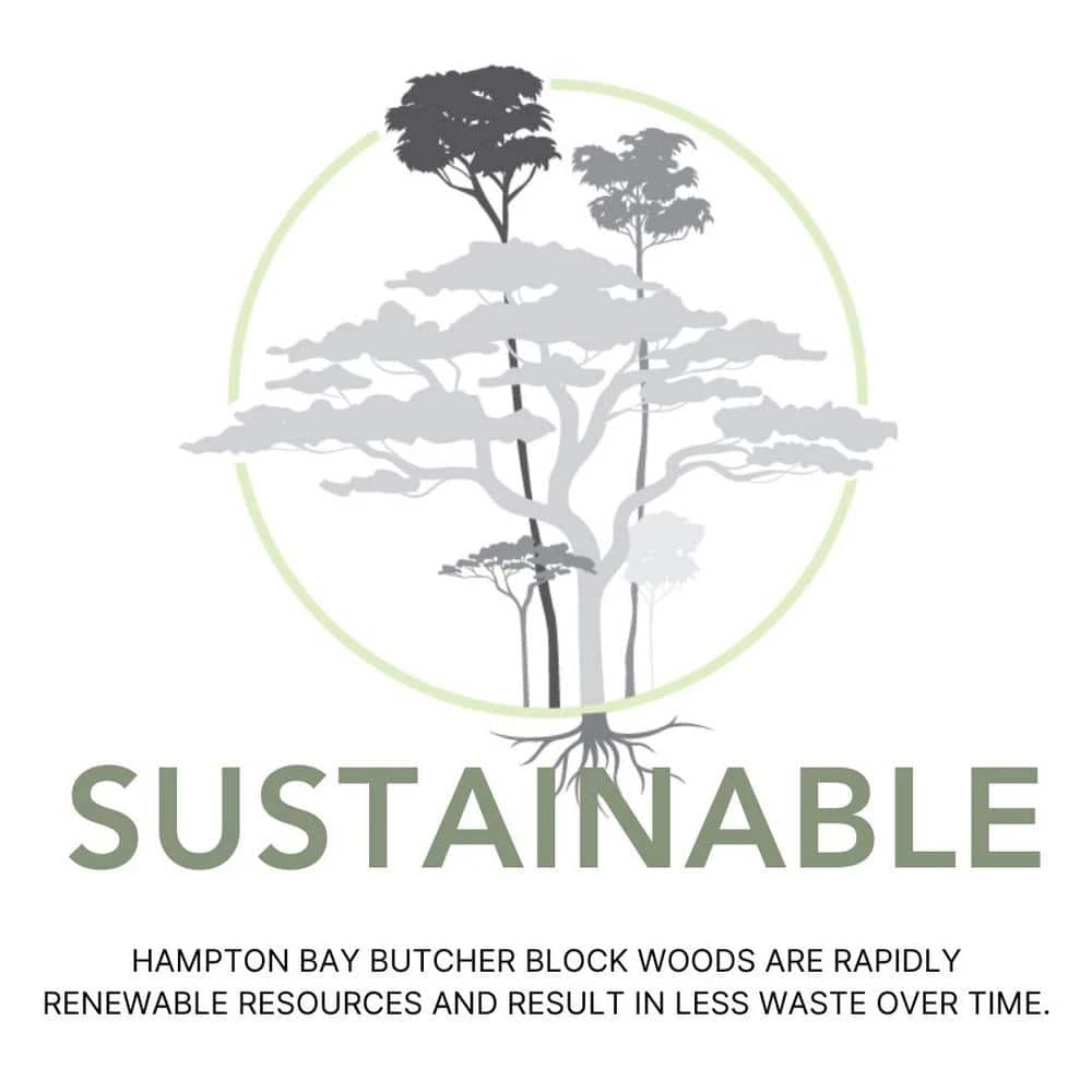 Hampton Bay 4 ft. L x 26 in. D Unfinished Acacia Solid Wood Butcher Block Countertop With Square Edge 8 Hampton Bay 4 ft. L x 26 in. D Unfinished Acacia Solid Wood Butcher Block Countertop With Square Edge - Image 8