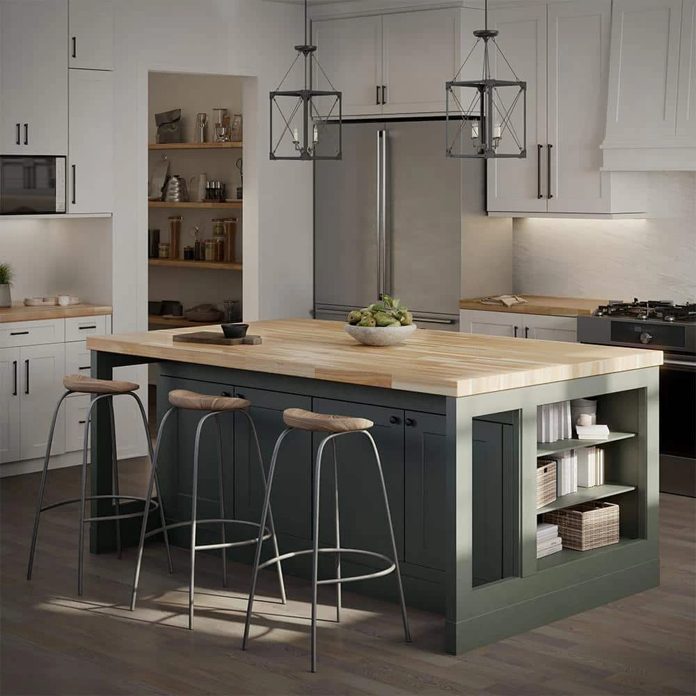 Hampton Bay 6 ft. L x 39 in. D Unfinished Acacia Solid Wood Butcher Block Island Countertop With Square Edge 2 Hampton Bay 6 ft. L x 39 in. D Unfinished Acacia Solid Wood Butcher Block Island Countertop With Square Edge - Image 2