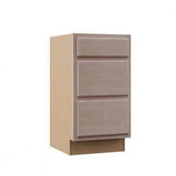 Hampton Bay Hampton Unfinished Beech Recessed Panel Stock Assembled Base Kitchen Cabinet with 3 Drawers (18 in. x 34.5 in. x 24 in.)