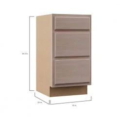 Hampton Bay Hampton Unfinished Beech Recessed Panel Stock Assembled Base Kitchen Cabinet with 3 Drawers (18 in. x 34.5 in. x 24 in.) -Hampton Bay Shop unfinished beech hampton bay assembled kitchen cabinets kdb18 ufdf c3 1000