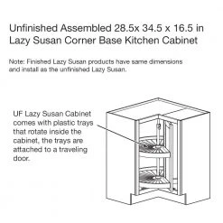 Hampton Bay Hampton Unfinished Recessed Panel Assembled Lazy Susan Corner Base Kitchen Cabinet (28.5 in x 34.5 in x 16.5 in) -Hampton Bay Shop unfinished hampton bay assembled kitchen cabinets kblsn36 uf 1f 1000
