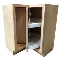 Hampton Bay Hampton Unfinished Recessed Panel Assembled Lazy Susan Corner Base Kitchen Cabinet (28.5 in x 34.5 in x 16.5 in) -Hampton Bay Shop unfinished hampton bay assembled kitchen cabinets kblsn36 uf fa 1000