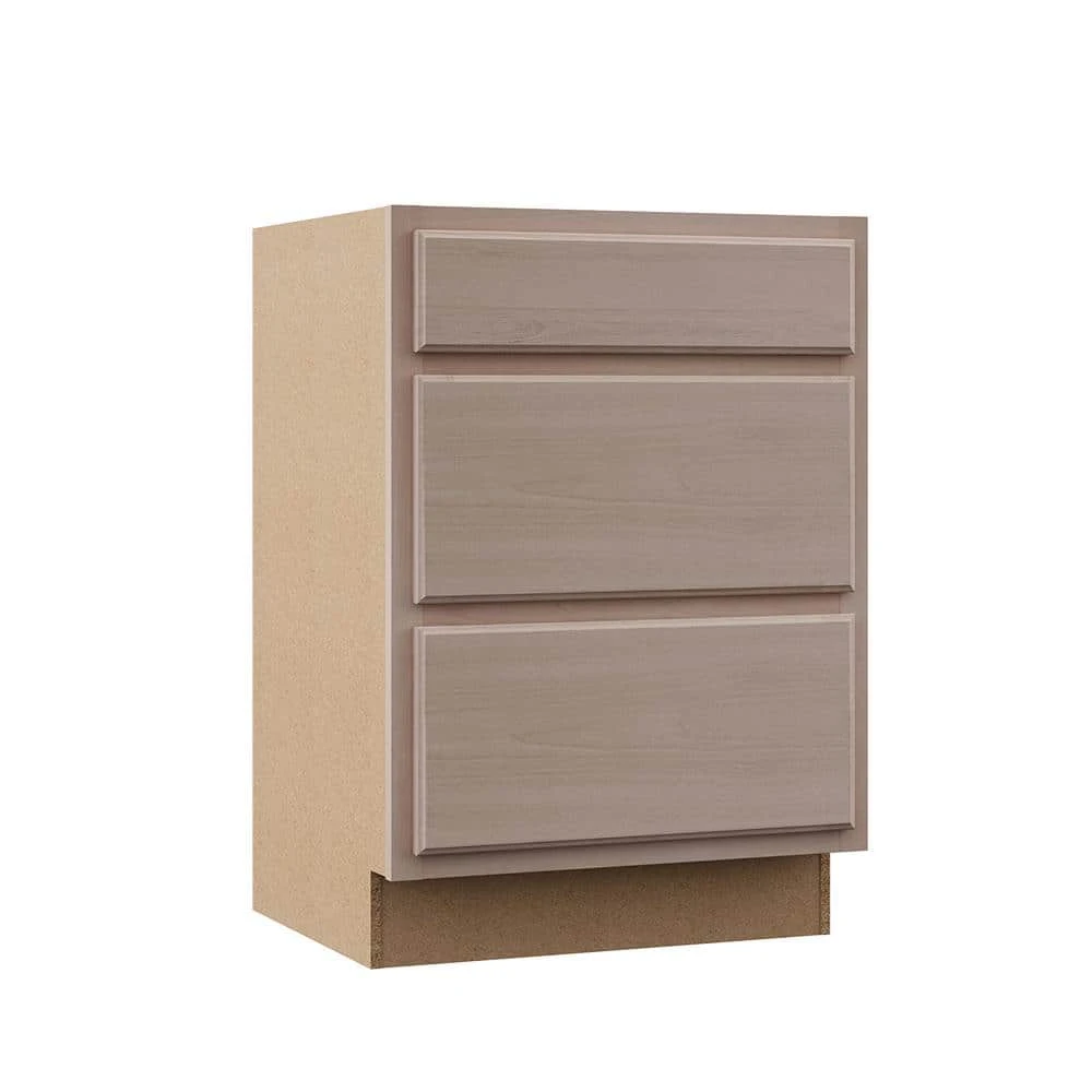 Hampton Bay Hampton Unfinished Recessed Panel Stock Assembled Drawer Base Kitchen Cabinet (24 in. x 34.5 in. x 24 in.) 1 Hampton Bay Hampton Unfinished Recessed Panel Stock Assembled Drawer Base Kitchen Cabinet (24 in. x 34.5 in. x 24 in.)