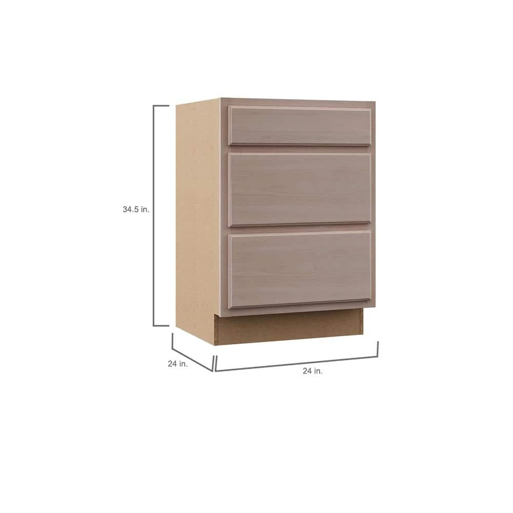 Hampton Bay Hampton Unfinished Recessed Panel Stock Assembled Drawer Base Kitchen Cabinet (24 in. x 34.5 in. x 24 in.) 8 Hampton Bay Hampton Unfinished Recessed Panel Stock Assembled Drawer Base Kitchen Cabinet (24 in. x 34.5 in. x 24 in.) - Image 8