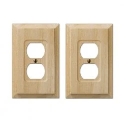 Hampton Bay Cabin 1 Gang Duplex Wood Wall Plate - Unfinished (2-Pack)