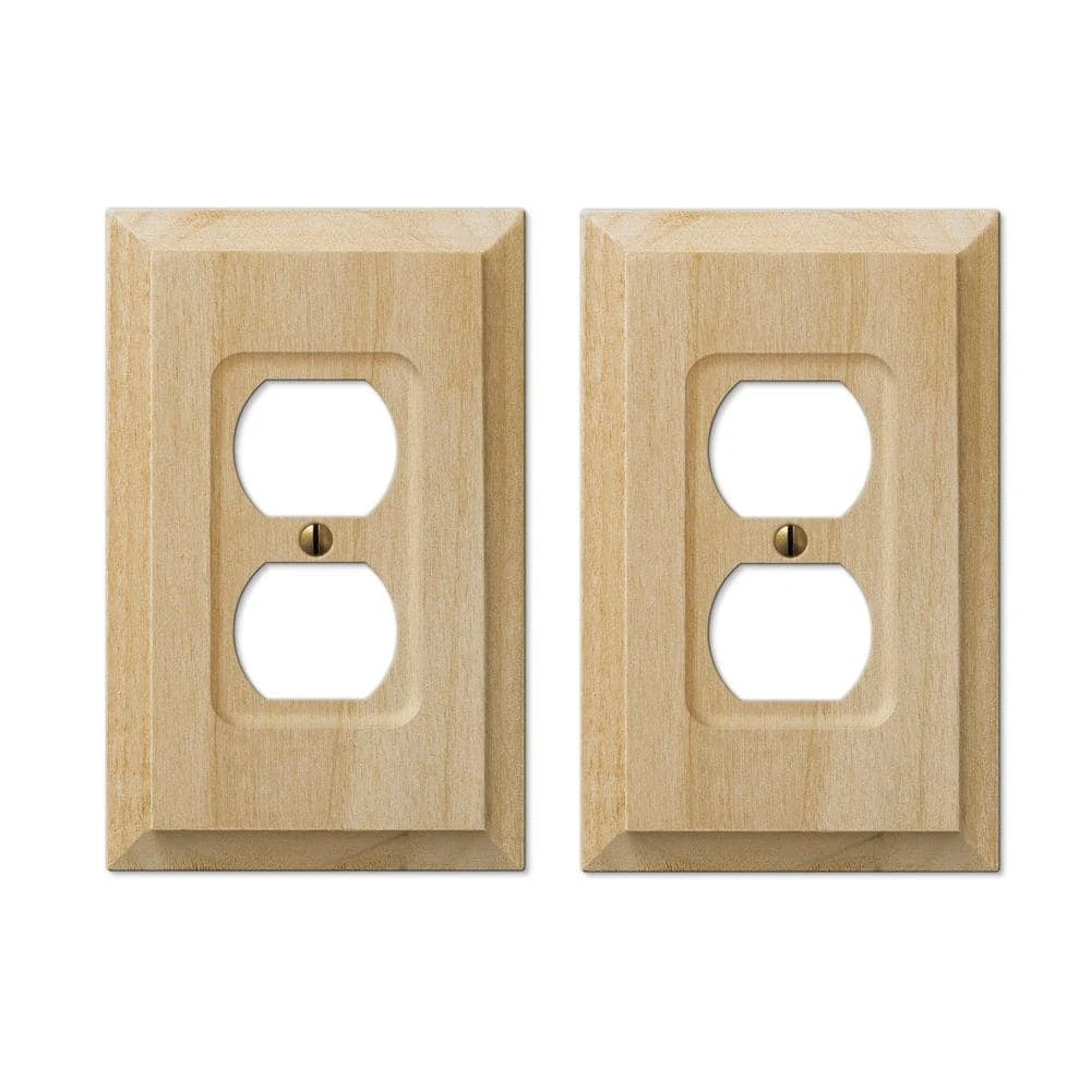 Hampton Bay Cabin 1 Gang Duplex Wood Wall Plate - Unfinished (2-Pack) 1 Hampton Bay Cabin 1 Gang Duplex Wood Wall Plate - Unfinished (2-Pack)