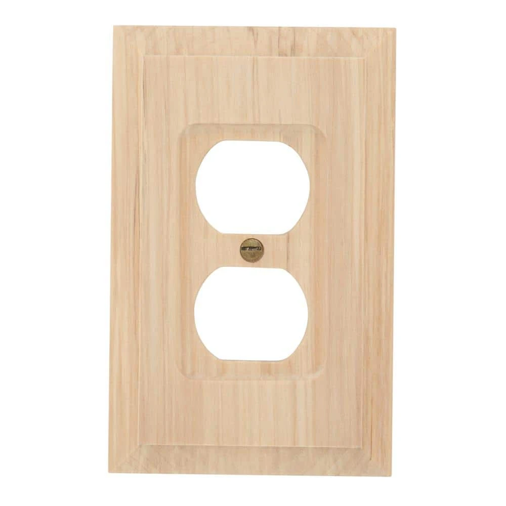 Hampton Bay Cabin 1 Gang Duplex Wood Wall Plate - Unfinished (2-Pack) 2 Hampton Bay Cabin 1 Gang Duplex Wood Wall Plate - Unfinished (2-Pack) - Image 2