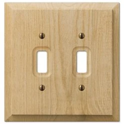 Hampton Bay Cabin 2 Gang Toggle Wood Wall Plate - Unfinished