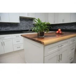 Hampton Bay 8 ft. L x 25 in. D Finished Saman Solid Wood Butcher Block Countertop With Live Edge -Hampton Bay Shop uv finish hampton bay butcher block countertops saman 8ft 1f 1000