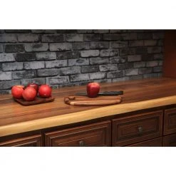Hampton Bay 8 ft. L x 25 in. D Finished Saman Solid Wood Butcher Block Countertop With Live Edge -Hampton Bay Shop uv finish hampton bay butcher block countertops saman 8ft 76 1000