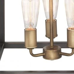 Hampton Bay Boswell Quarter 14 in. 3-Light Vintage Brass Farmhouse Square Chandelier with Painted Black Distressed Wood Accents -Hampton Bay Shop vintage brass hampton bay chandeliers 7948hdcvbdi 1f 1000