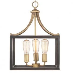 Hampton Bay Boswell Quarter 14 in. 3-Light Vintage Brass Farmhouse Square Chandelier with Painted Black Distressed Wood Accents -Hampton Bay Shop vintage brass hampton bay chandeliers 7948hdcvbdi 44 1000