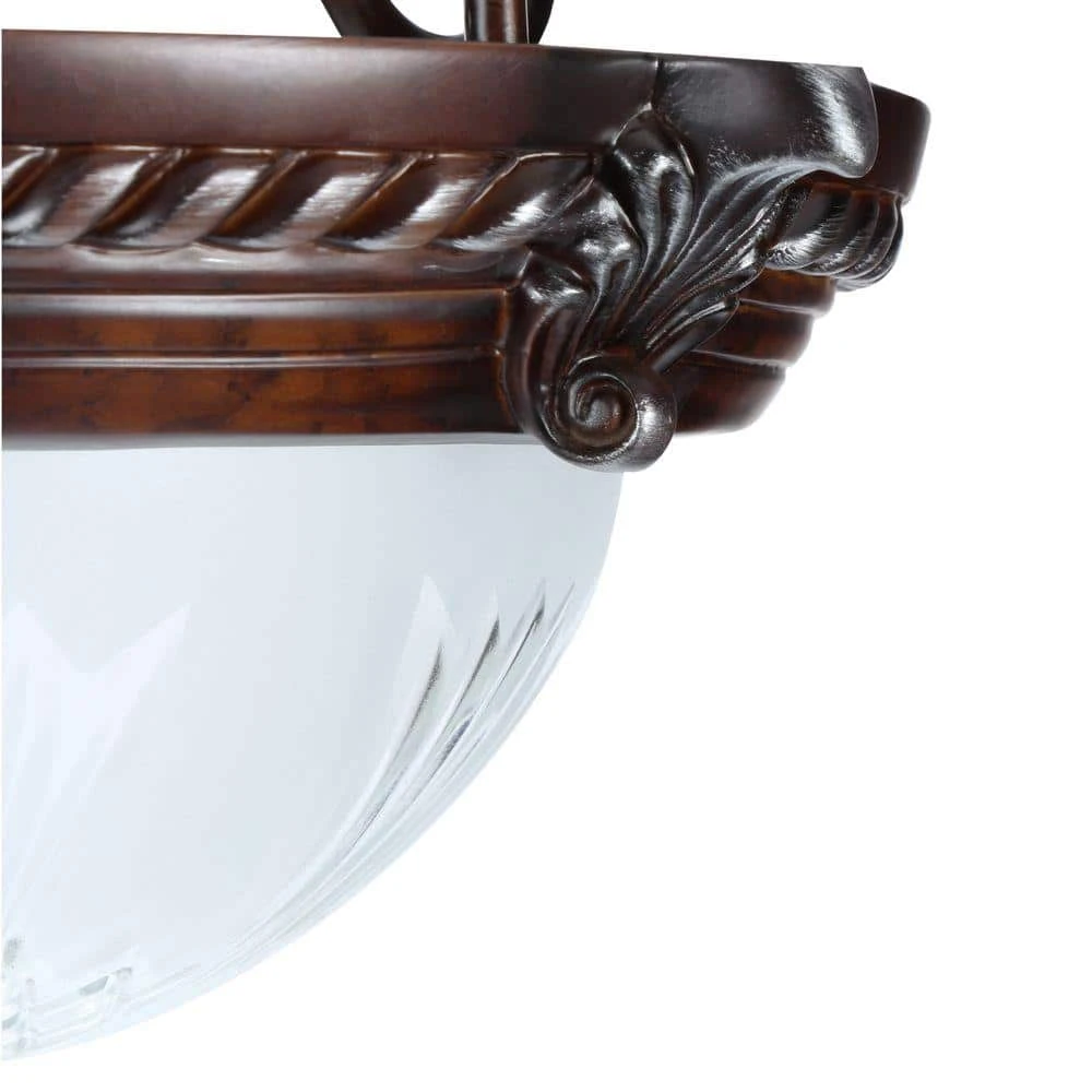 Hampton Bay Bercello Estates 15 in. 2-Light Volterra Bronze Semi-Flush Mount with Etched Glass Shade 8 Hampton Bay Bercello Estates 15 in. 2-Light Volterra Bronze Semi-Flush Mount with Etched Glass Shade - Image 8