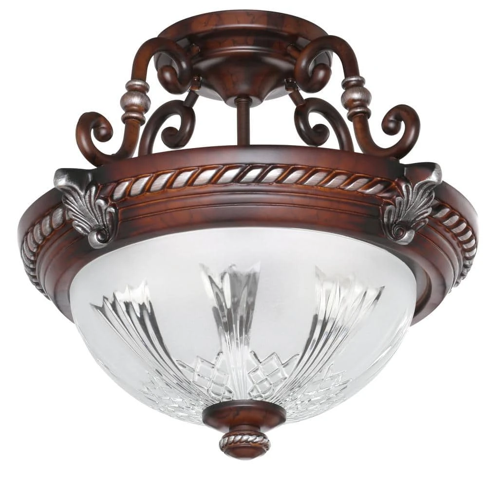 Hampton Bay Bercello Estates 15 in. 2-Light Volterra Bronze Semi-Flush Mount with Etched Glass Shade 12 Hampton Bay Bercello Estates 15 in. 2-Light Volterra Bronze Semi-Flush Mount with Etched Glass Shade - Image 12