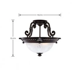 Hampton Bay Bercello Estates 15 in. 2-Light Volterra Bronze Semi-Flush Mount with Etched Glass Shade 22 Hampton Bay Bercello Estates 15 in. 2-Light Volterra Bronze Semi-Flush Mount with Etched Glass Shade -Hampton Bay Shop volterra bronze w silver accents hampton bay flush mount lights 08060 fa 1000