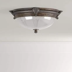 Hampton Bay Bercello Estates 15 in. 2-Light Volterra Bronze Flush Mount with Etched Glass Shade -Hampton Bay Shop volterra bronze with silver accents hampton bay flush mount lights 08058 1d 1000