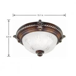 Hampton Bay Bercello Estates 15 in. 2-Light Volterra Bronze Flush Mount with Etched Glass Shade -Hampton Bay Shop volterra bronze with silver accents hampton bay flush mount lights 08058 40 1000