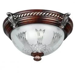 Hampton Bay Bercello Estates 15 in. 2-Light Volterra Bronze Flush Mount with Etched Glass Shade -Hampton Bay Shop volterra bronze with silver accents hampton bay flush mount lights 08058 4f 1000