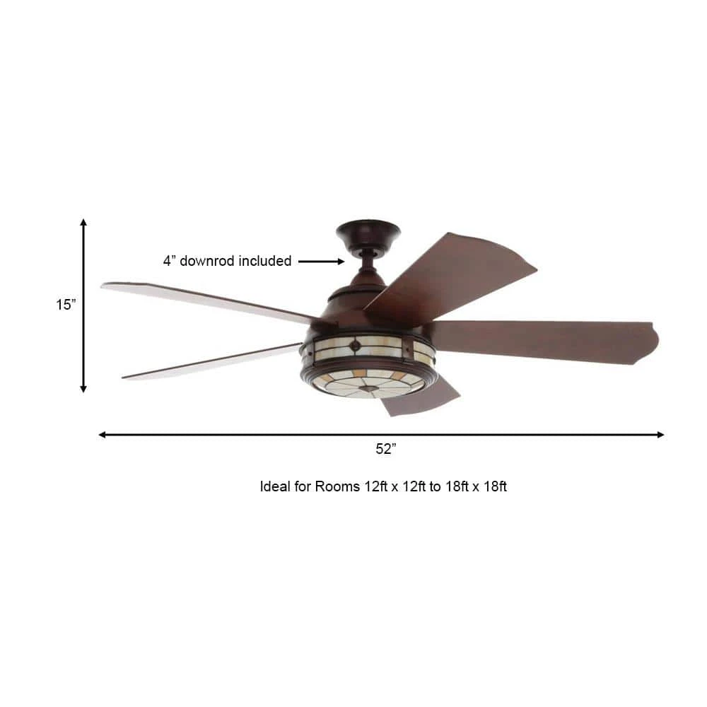 Hampton Bay Savona 52 in. LED Weathered Bronze Ceiling Fan with Light and Remote Control 4 Hampton Bay Savona 52 in. LED Weathered Bronze Ceiling Fan with Light and Remote Control - Image 4