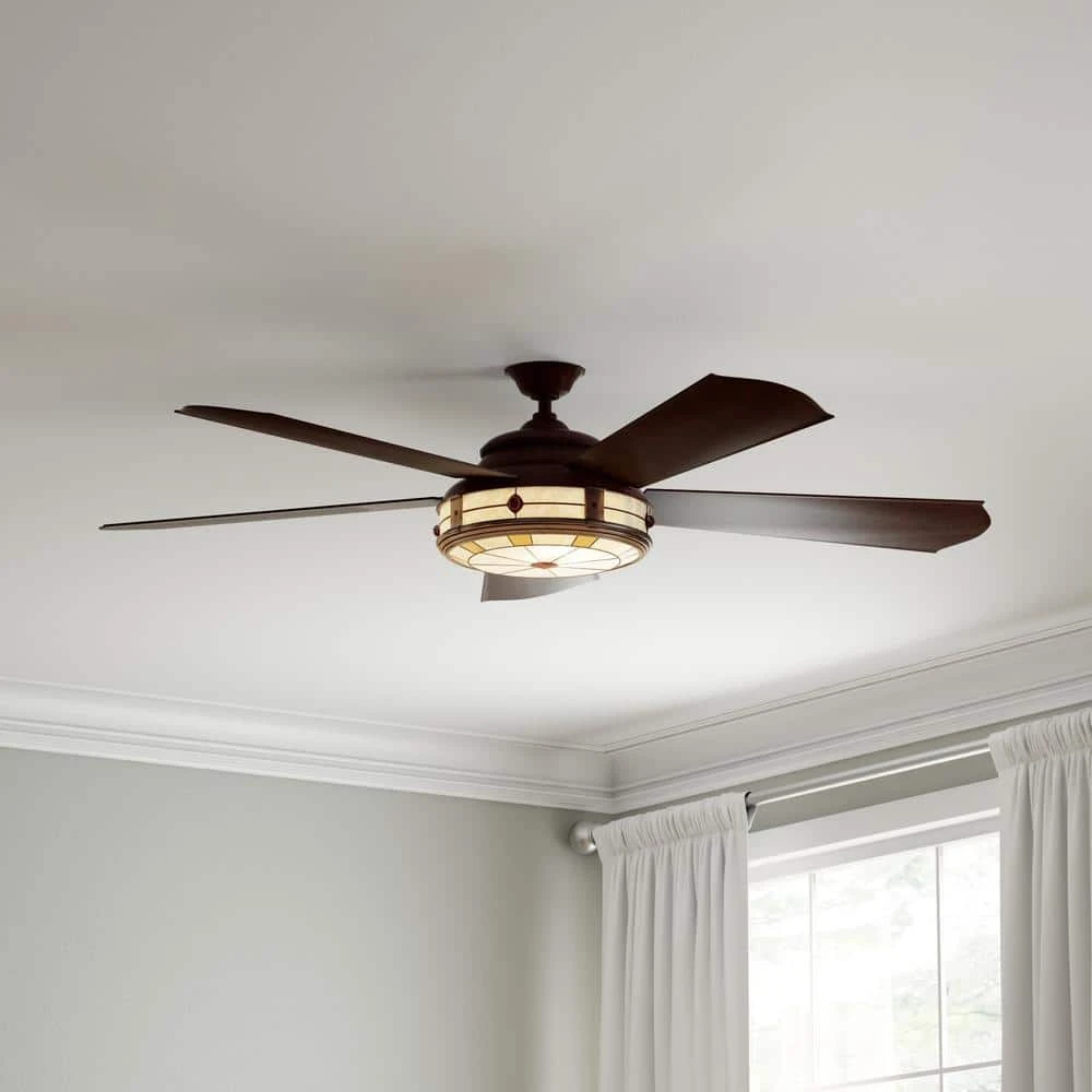 Hampton Bay Savona 52 in. LED Weathered Bronze Ceiling Fan with Light and Remote Control 2 Hampton Bay Savona 52 in. LED Weathered Bronze Ceiling Fan with Light and Remote Control - Image 2