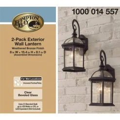 Hampton Bay Wickford 1-Light Weathered Bronze Outdoor Wall Lantern Sconce (2-Pack) -Hampton Bay Shop weathered bronze hampton bay outdoor sconces 7072 2rt 4f 1000