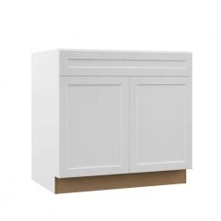 Hampton Bay Designer Series Melvern Assembled 36x34.5x23.75 in. Base Kitchen Cabinet in White