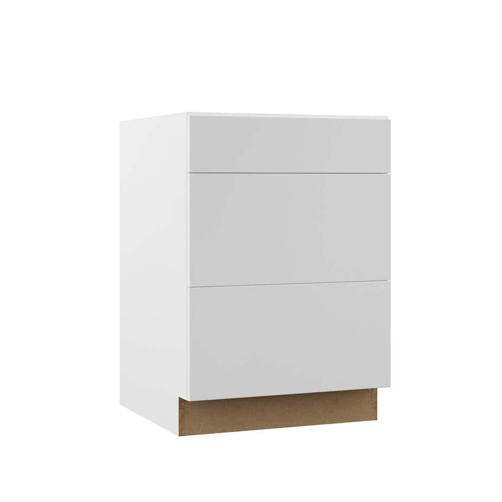 Hampton Bay Designer Series Edgeley Assembled 24x34.5x23.75 in. Drawer Base Kitchen Cabinet in White 1 Hampton Bay Designer Series Edgeley Assembled 24x34.5x23.75 in. Drawer Base Kitchen Cabinet in White